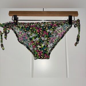 Point Conception Low Waist Floral Moderate Coverage Ruched Bikini Bottom Women L